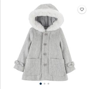 Faux trim fur wool jacket